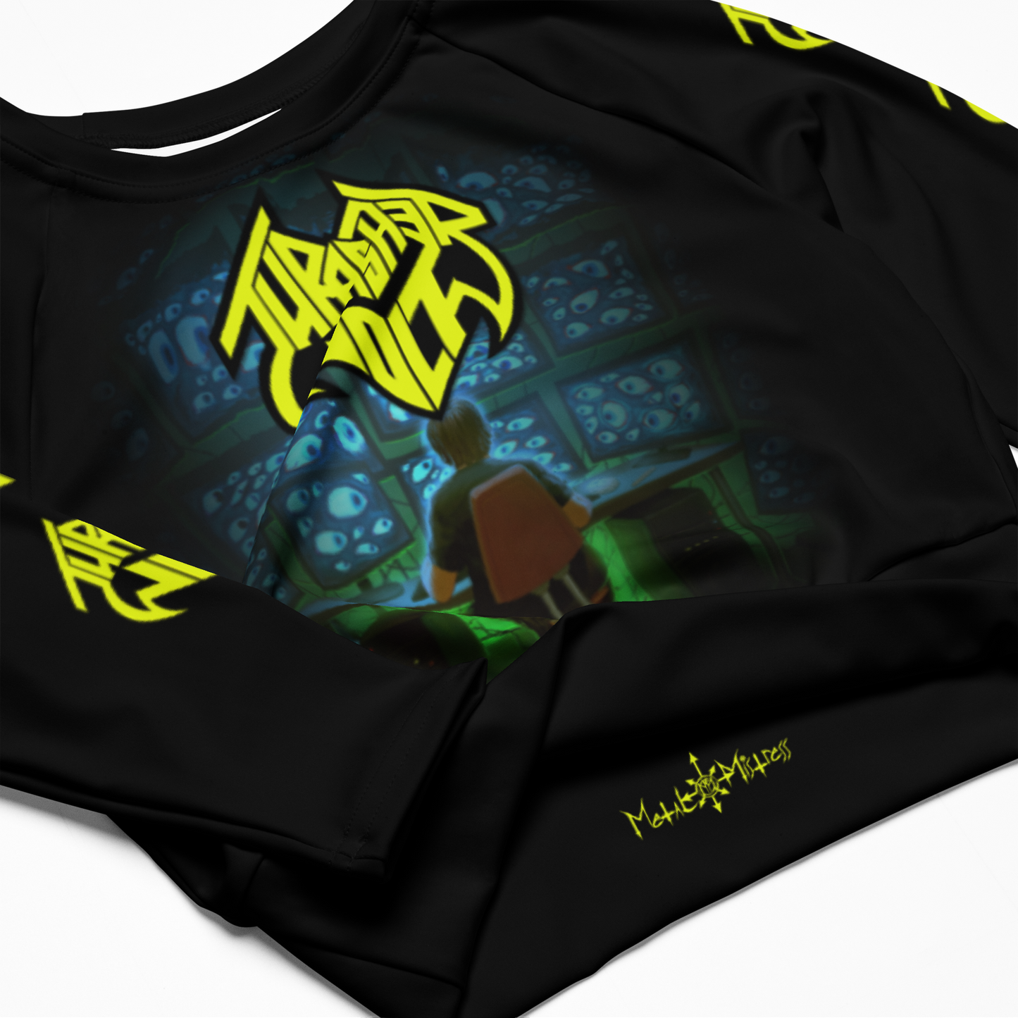 Thrasherwolf A Thousand Eyes official long sleeve crop top by Metal Mistress