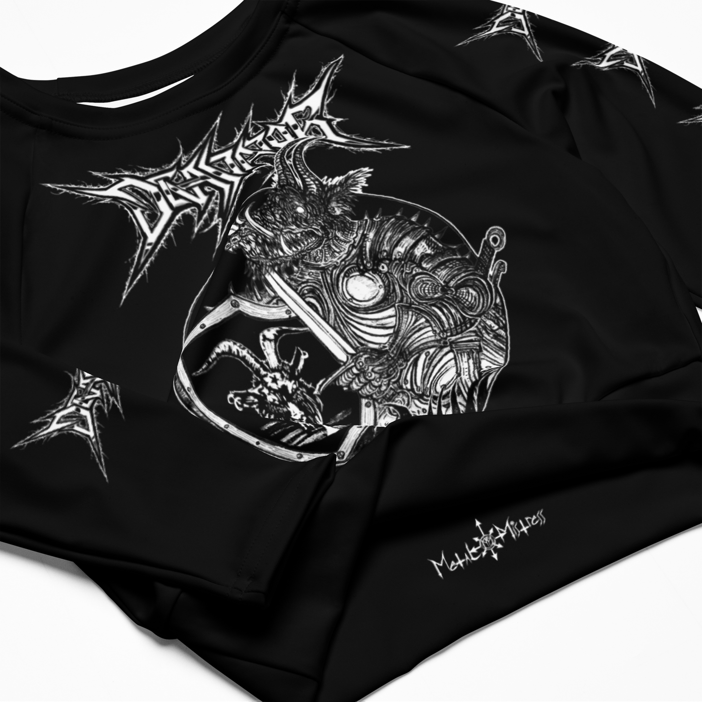 Devastator The Warrior Goat official long sleeve crop top by Metal Mistress