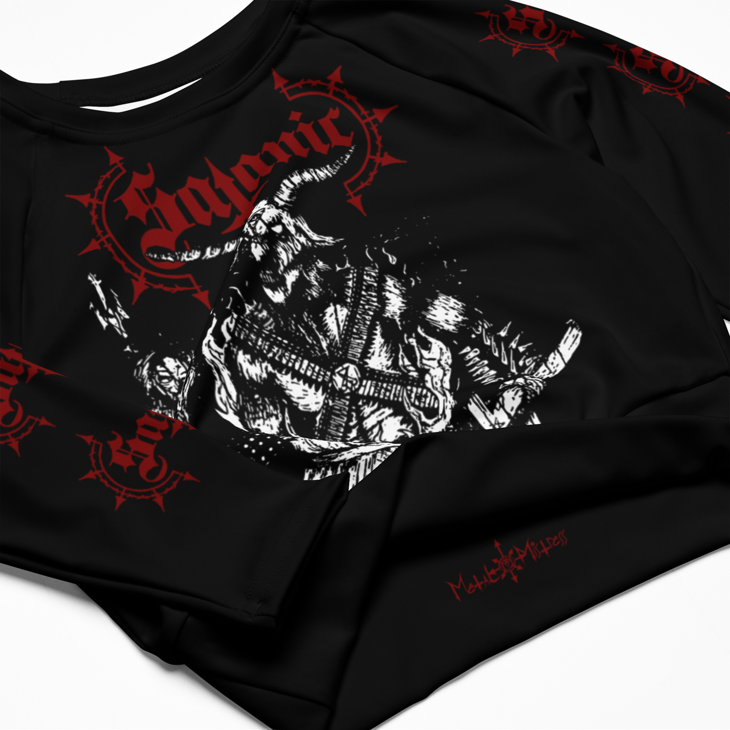 SATANIC ...From Hell Long Sleeve Crop Top (Goat)