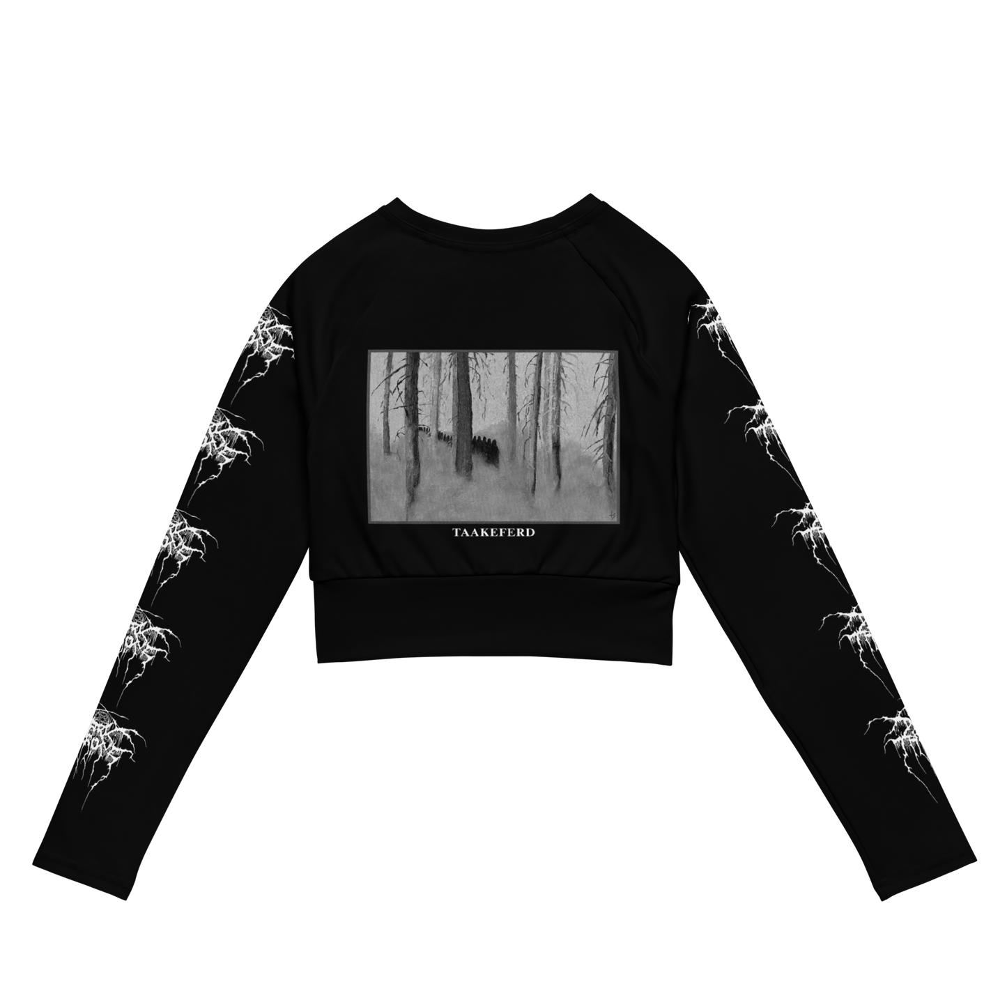 Darkthrone Under a Funeral Moon official long sleeve crop top by Metal Mistress