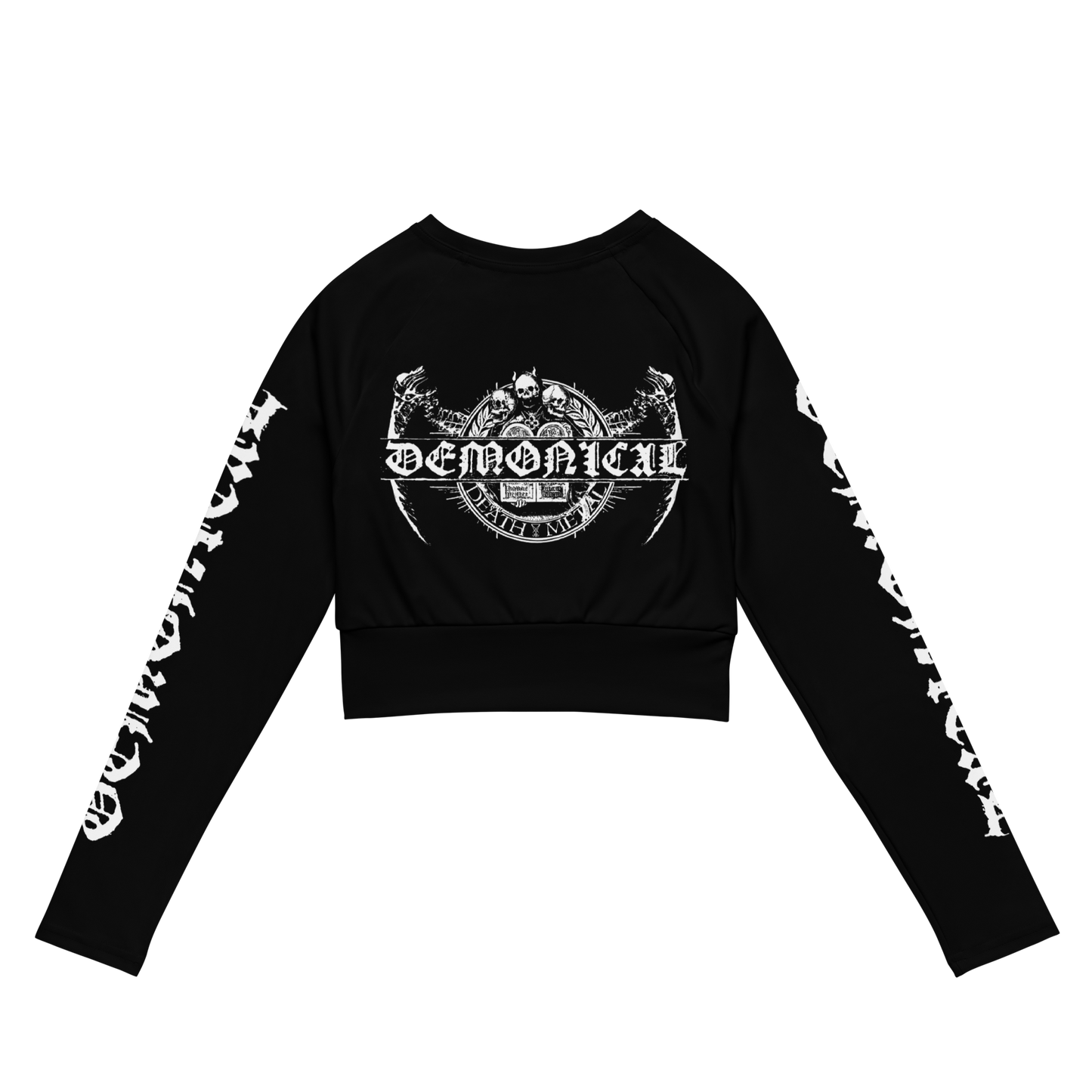 Demonical Death Infernal Official Long Sleeve Crop Top by Metal Mistress