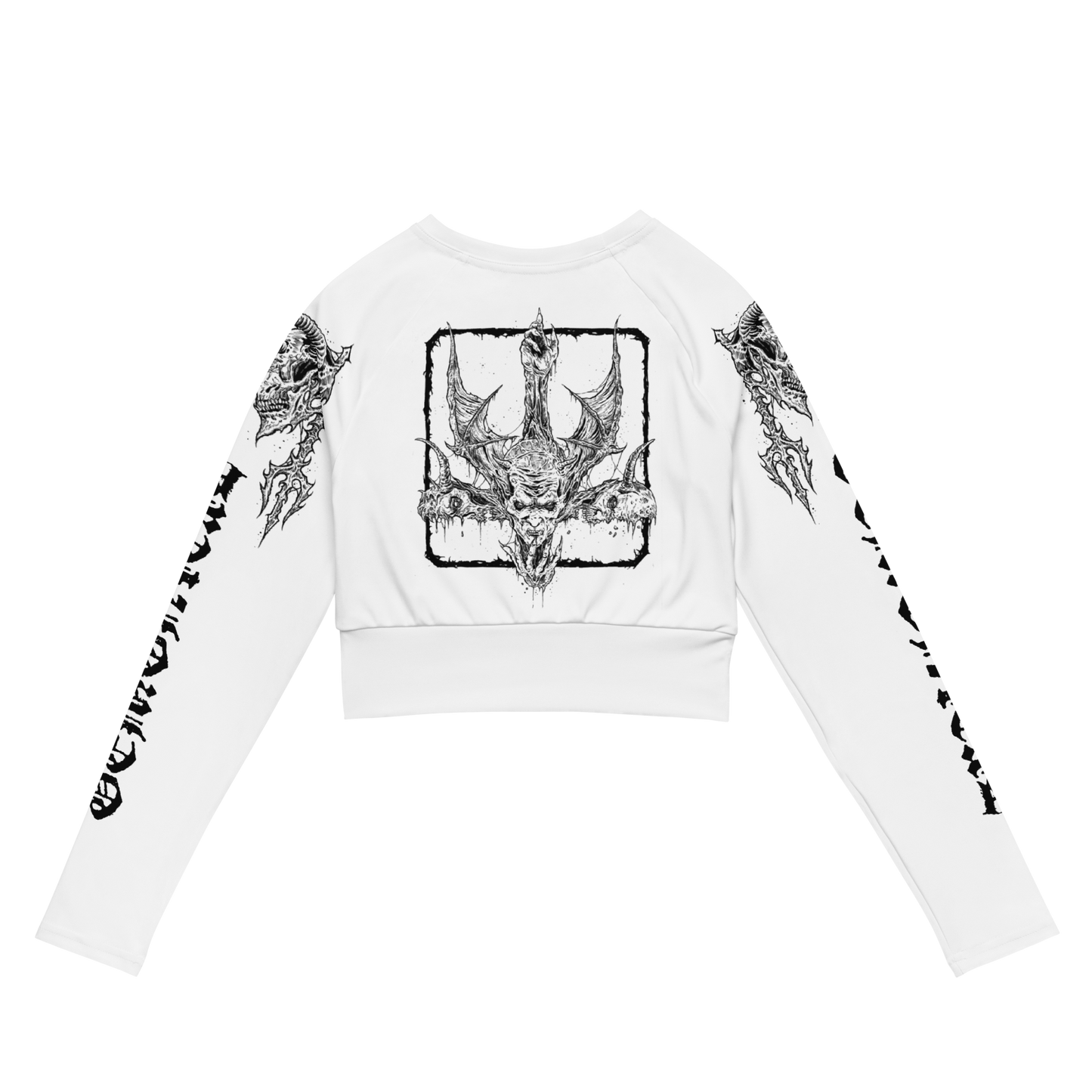 Demonical Mass Destroyer Long Sleeve Crop Top by Metal Mistress