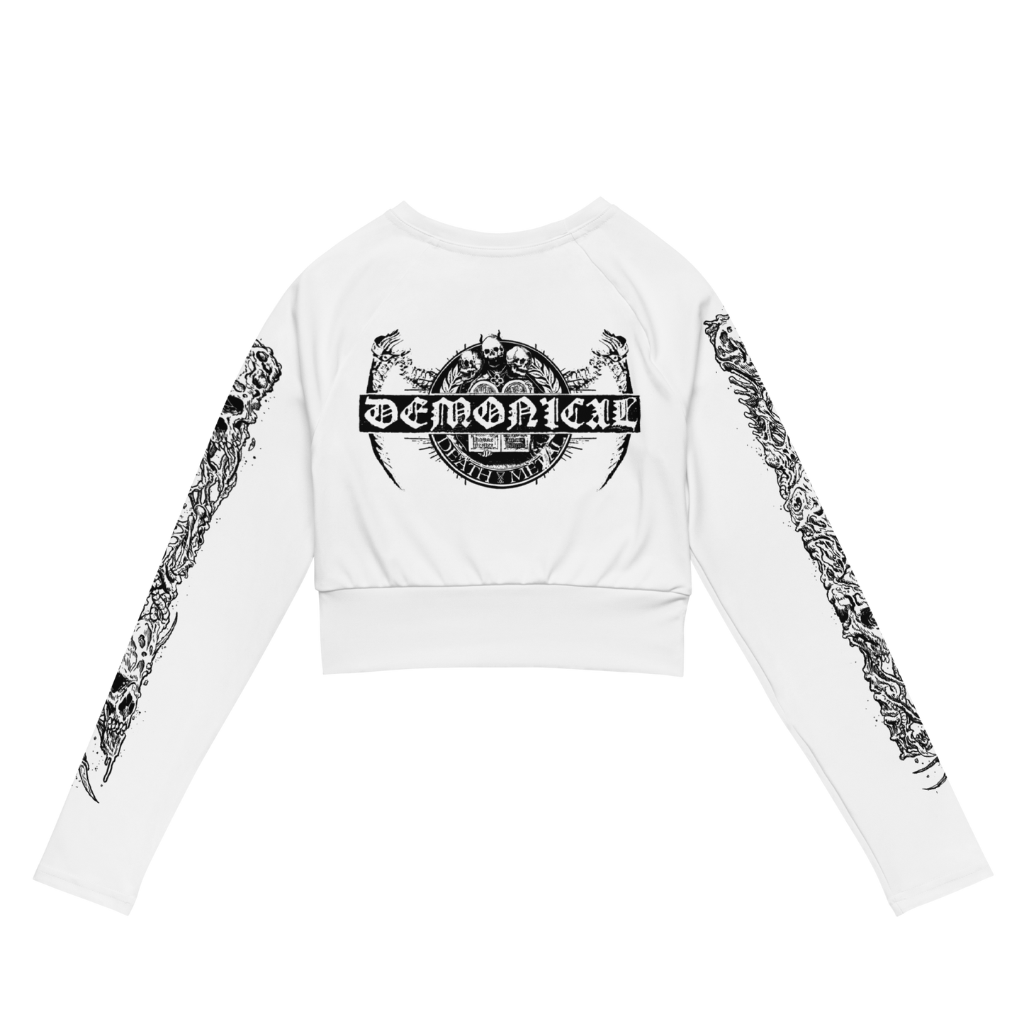 Demonical World Domination Long Sleeve Crop Top by Metal Mistress