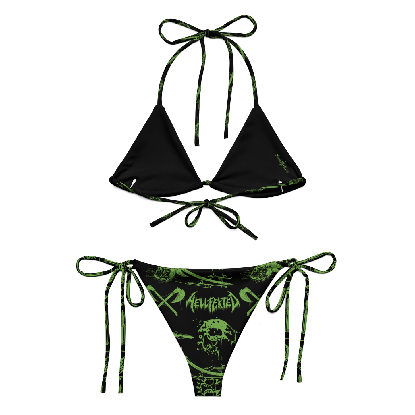 HELLFEKTED Green Pattern Bikini Swimsuit