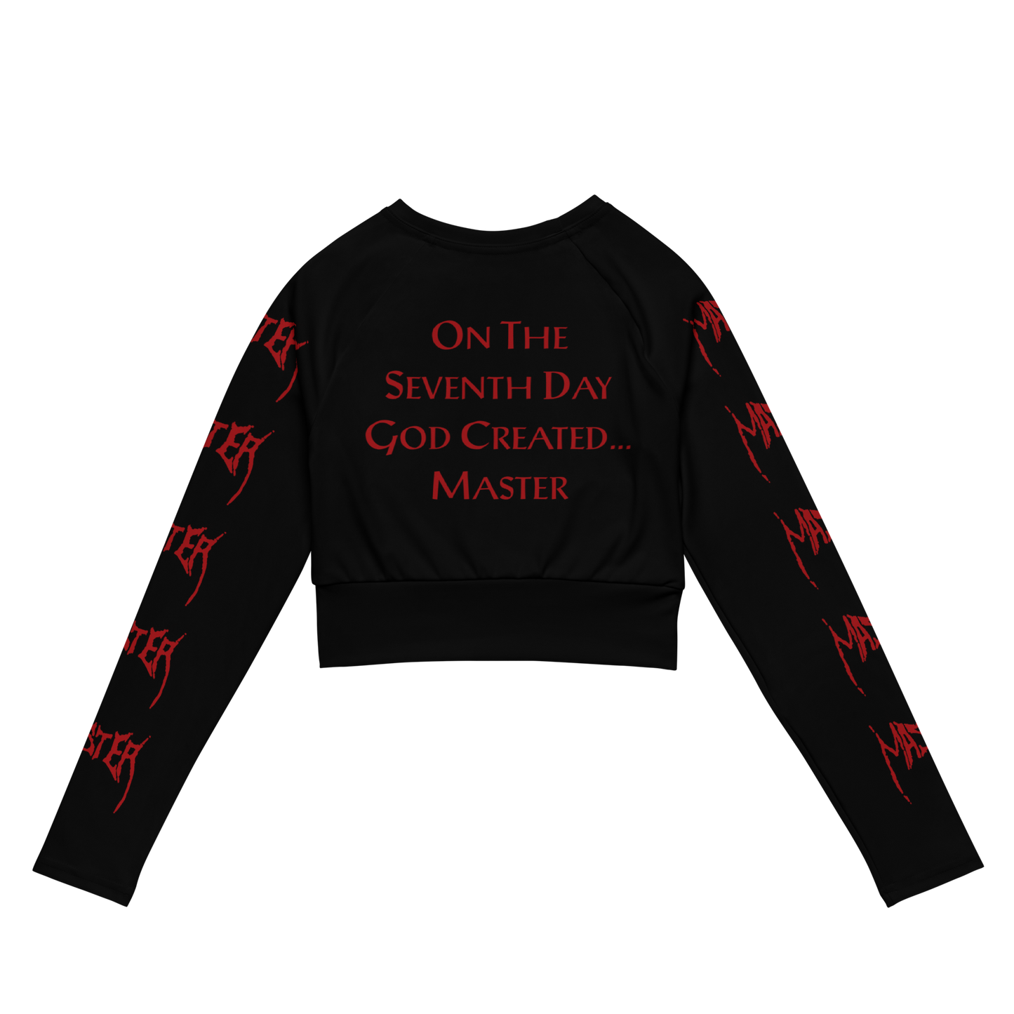 Master On The Seventh Day God Created...Master Official Long Sleeve Crop Top by Metal Mistress