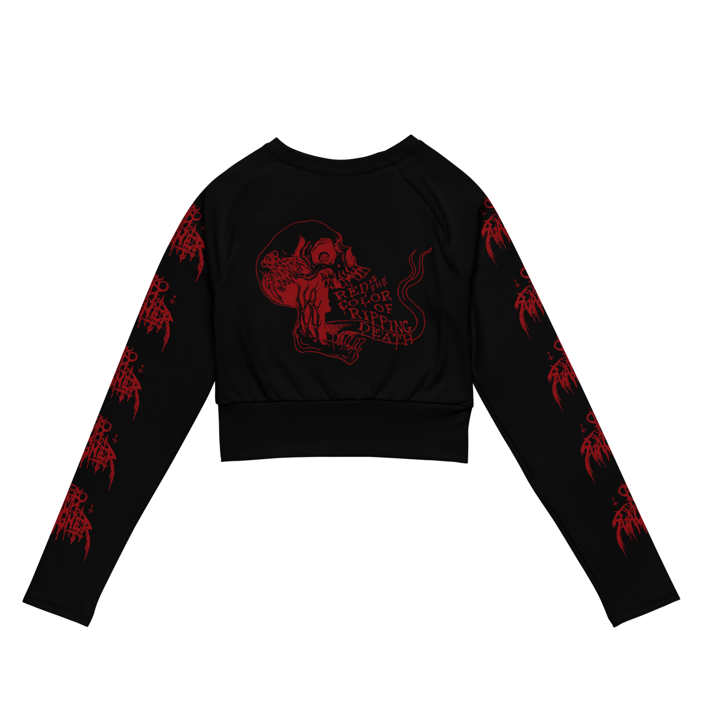 Nunslaughter Red is the Color of Ripping Death official long sleeve crop top by Metal Mistress