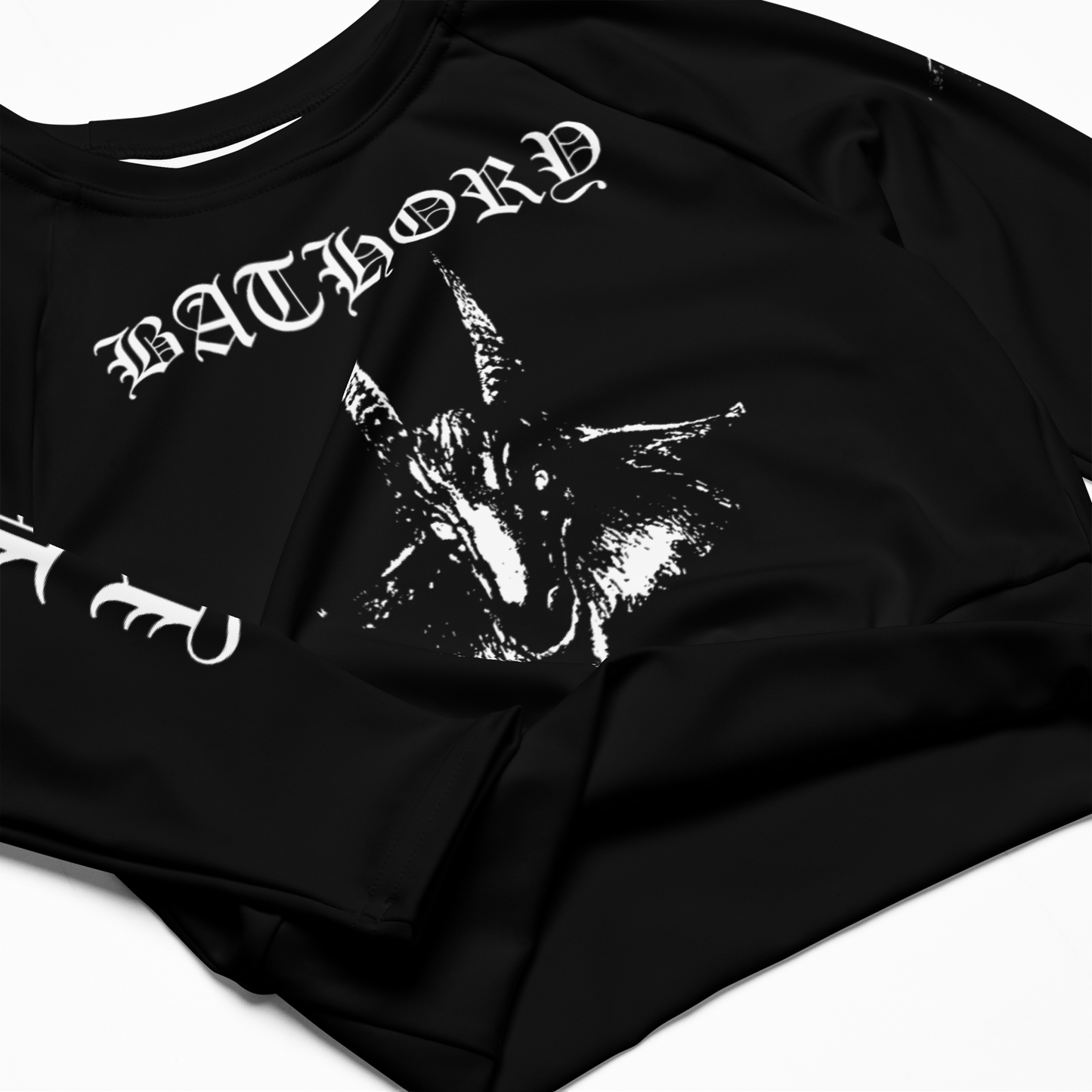 Bathory black metal long sleeve crop top