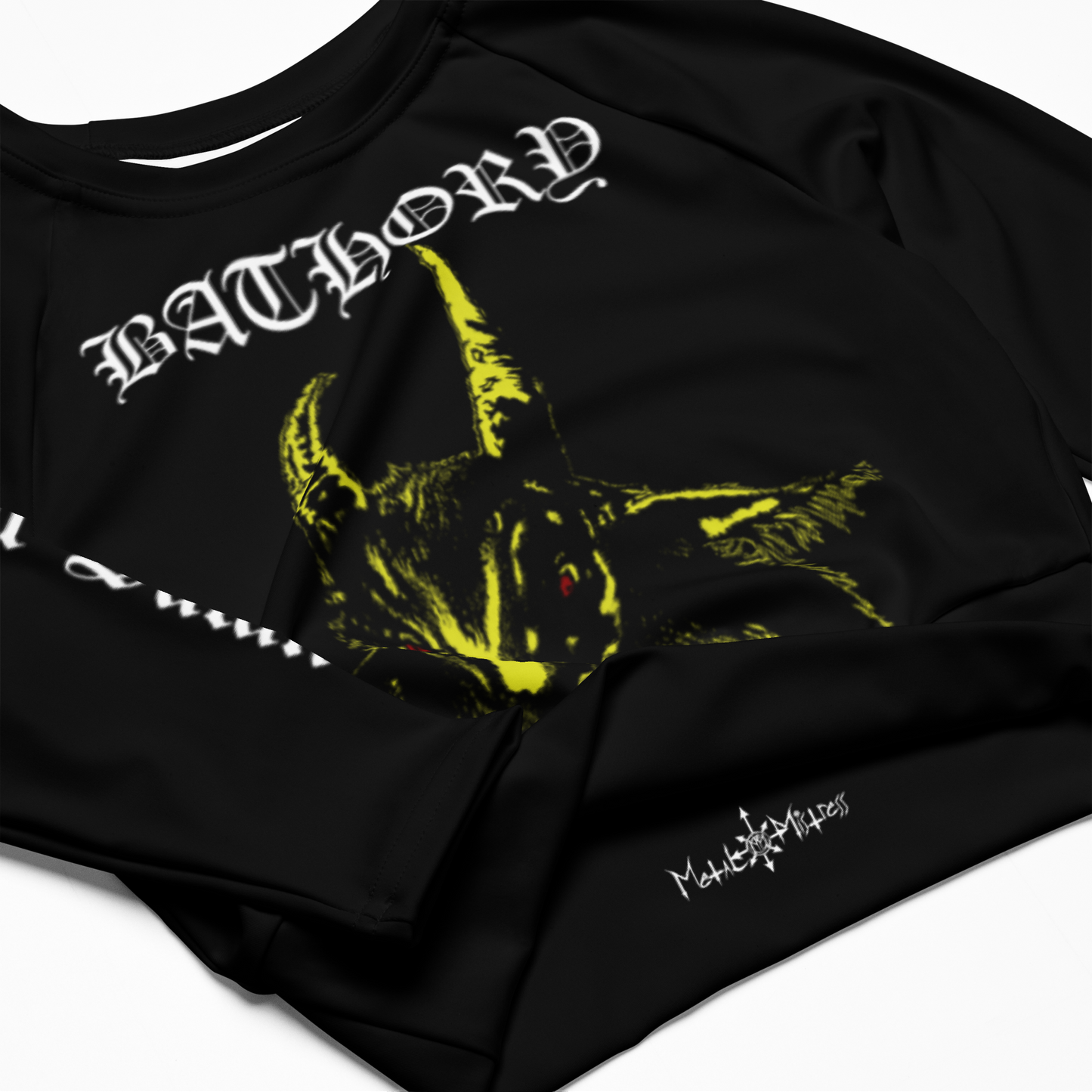 Bathory Yellow Goat Long Sleeve Crop Top by Metal Mistress