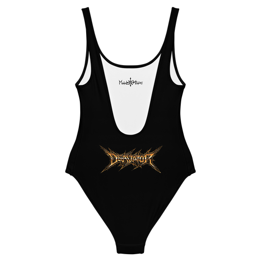 Devastator Goat Head official one piece swimsuit by Metal Mistress