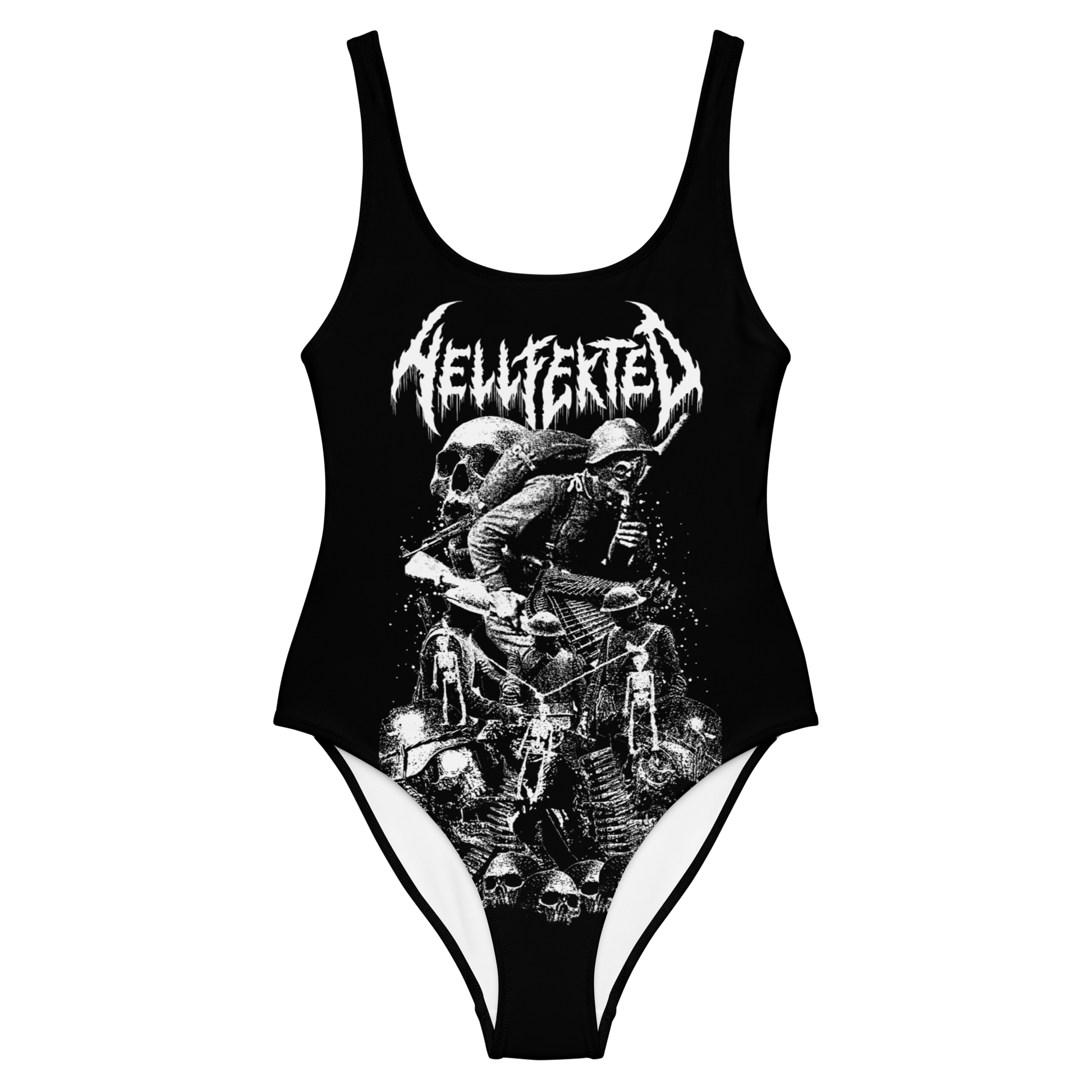 Hellfekted War official one-piece swimsuit by Metal Mistress