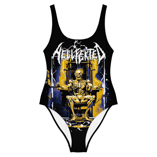 Hellfekted Electric Chair official one-piece swimsuit by Metal Mistress