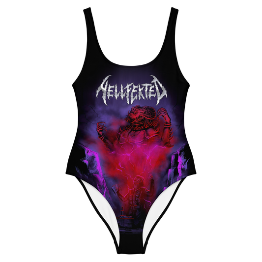 Hellfekted Demonic Book official one piece swimsuit by Metal Mistress