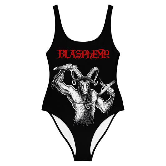 Blasphemy Victory (Son of the Damned) official one piece swimsuit by Metal Mistress