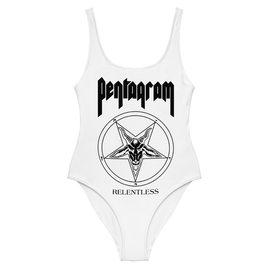 PENTAGRAM Relentless Pentacle One-Piece Swimsuit (White)