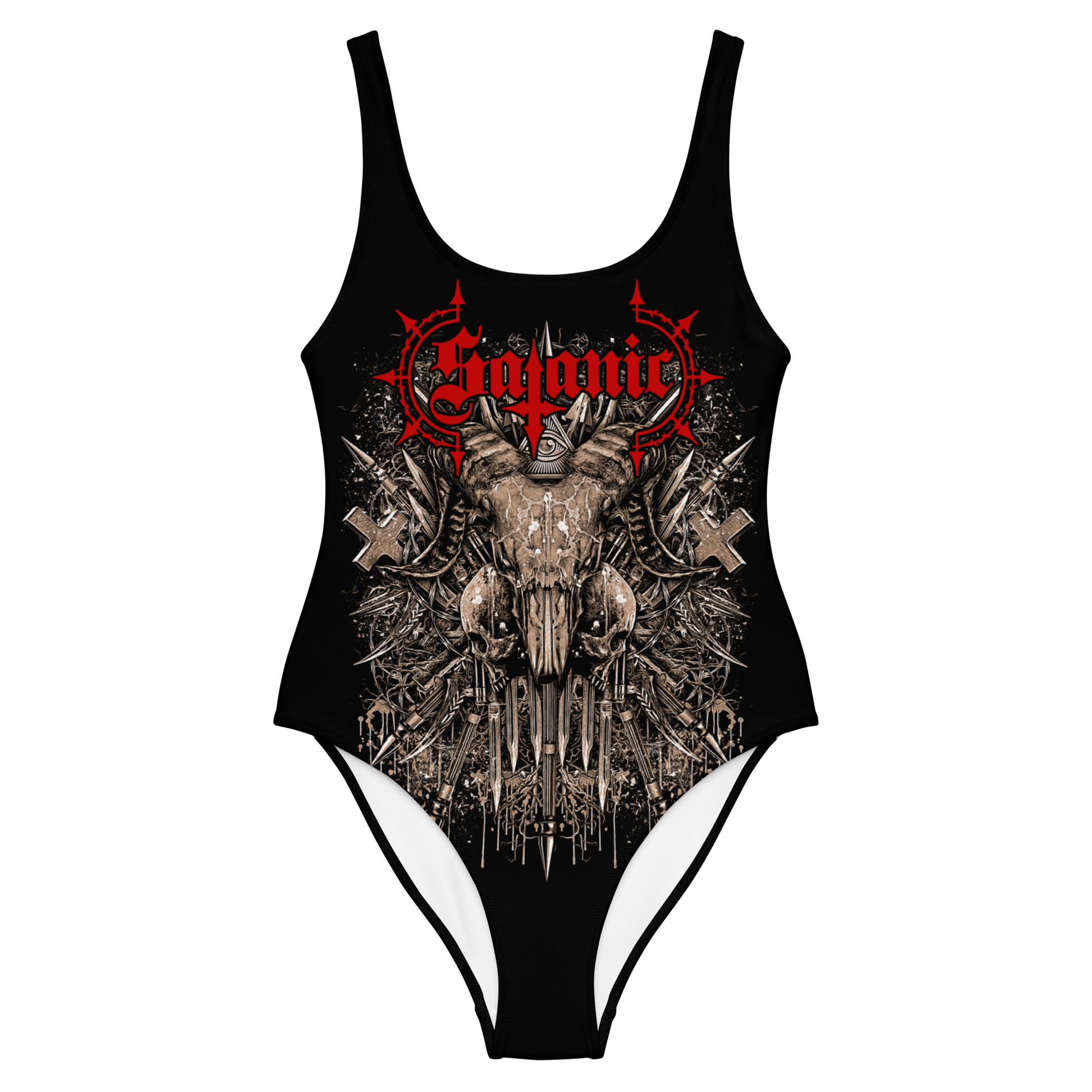 Satanic Architecture of Chaos official one piece swimsuit by Metal Mistress
