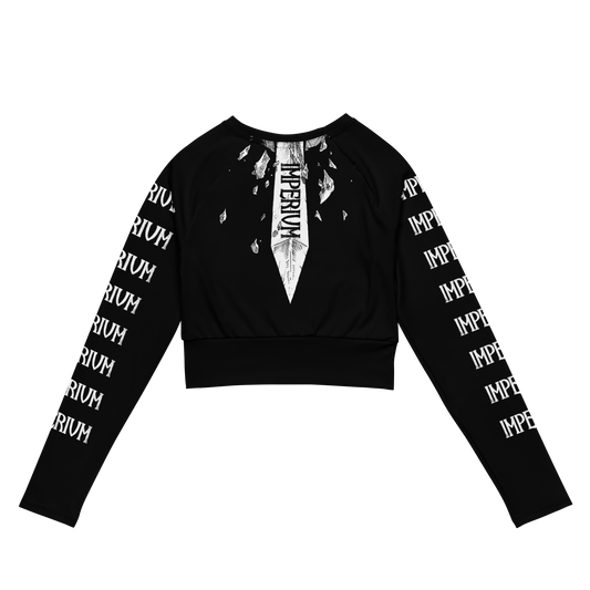 Imperium Sword and Skull official long sleeve crop top by Metal Mistress