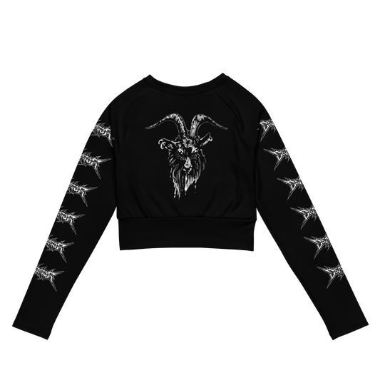 Devastator The Warrior Goat official long sleeve crop top by Metal Mistress