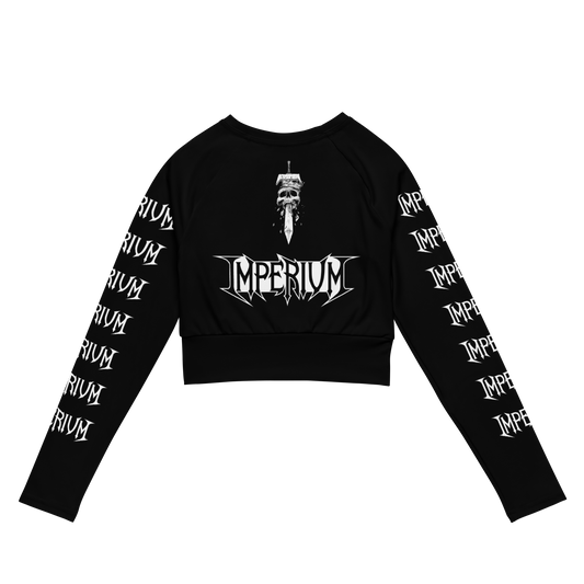 Imperium White Logo official long sleeve crop top by Metal Mistress