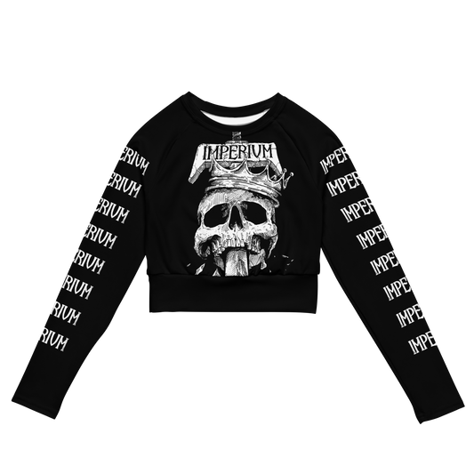 Imperium Sword and Skull official long sleeve crop top by Metal Mistress