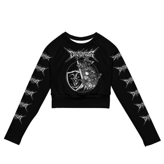 Devastator The Warrior Goat official long sleeve crop top by Metal Mistress