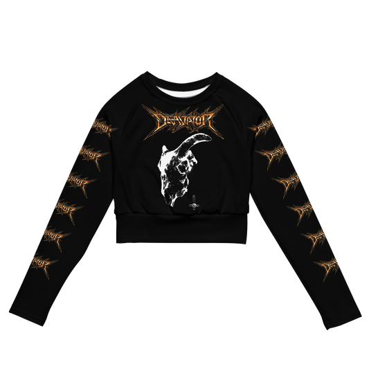 Devastator Goat Head official long sleeve crop top by Metal Mistress