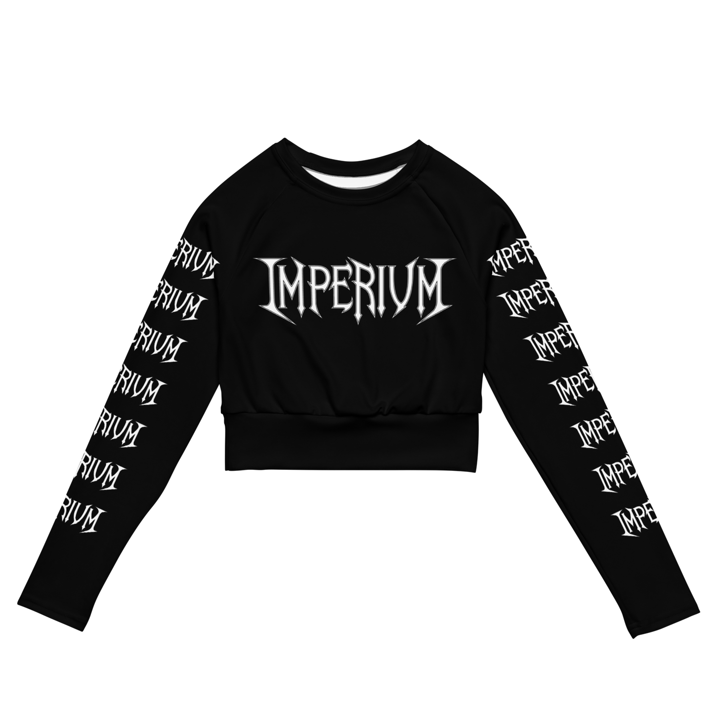Imperium White Logo official long sleeve crop top by Metal Mistress