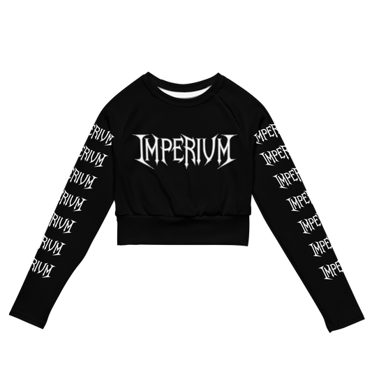 Imperium White Logo official long sleeve crop top by Metal Mistress