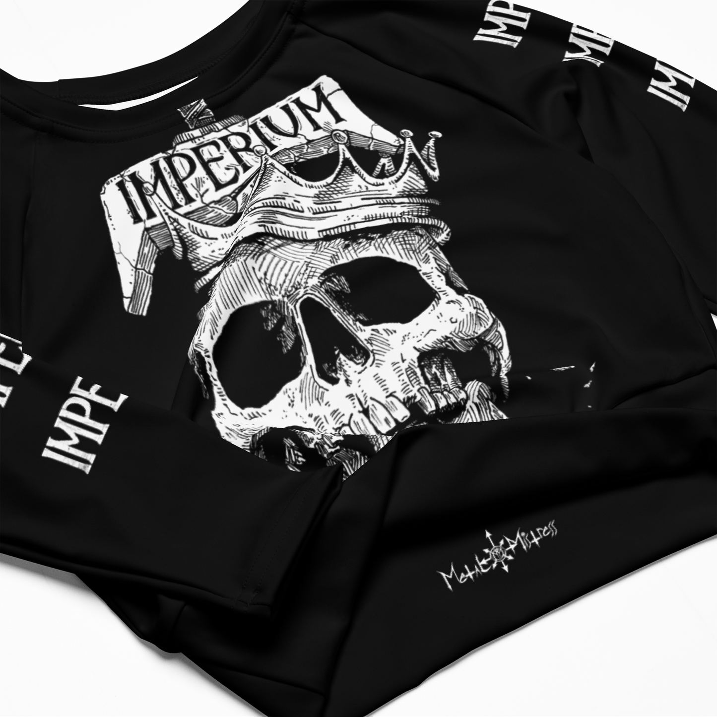 Imperium Sword and Skull official long sleeve crop top by Metal Mistress