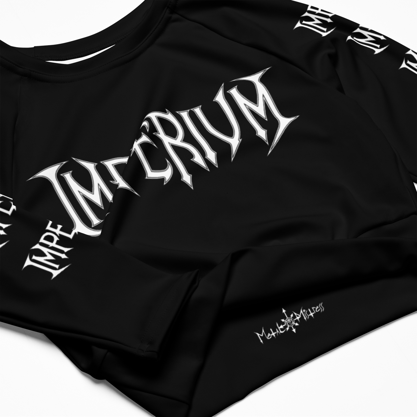 Imperium White Logo official long sleeve crop top by Metal Mistress