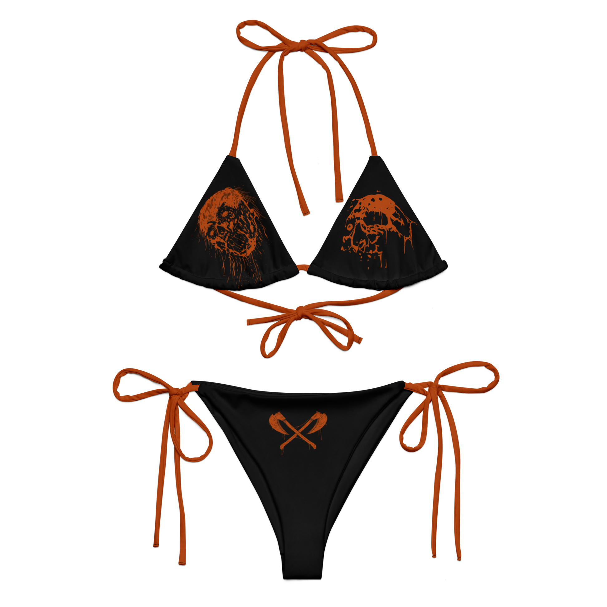 Hellfekted Orange Skulls official bikini swimsuit by Metal Mistress