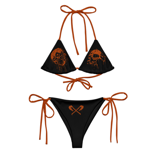 Hellfekted Orange Skulls official bikini swimsuit by Metal Mistress