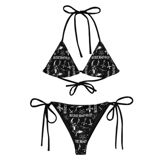 Bathory black and white pattern bikini swimsuit by Metal Mistress