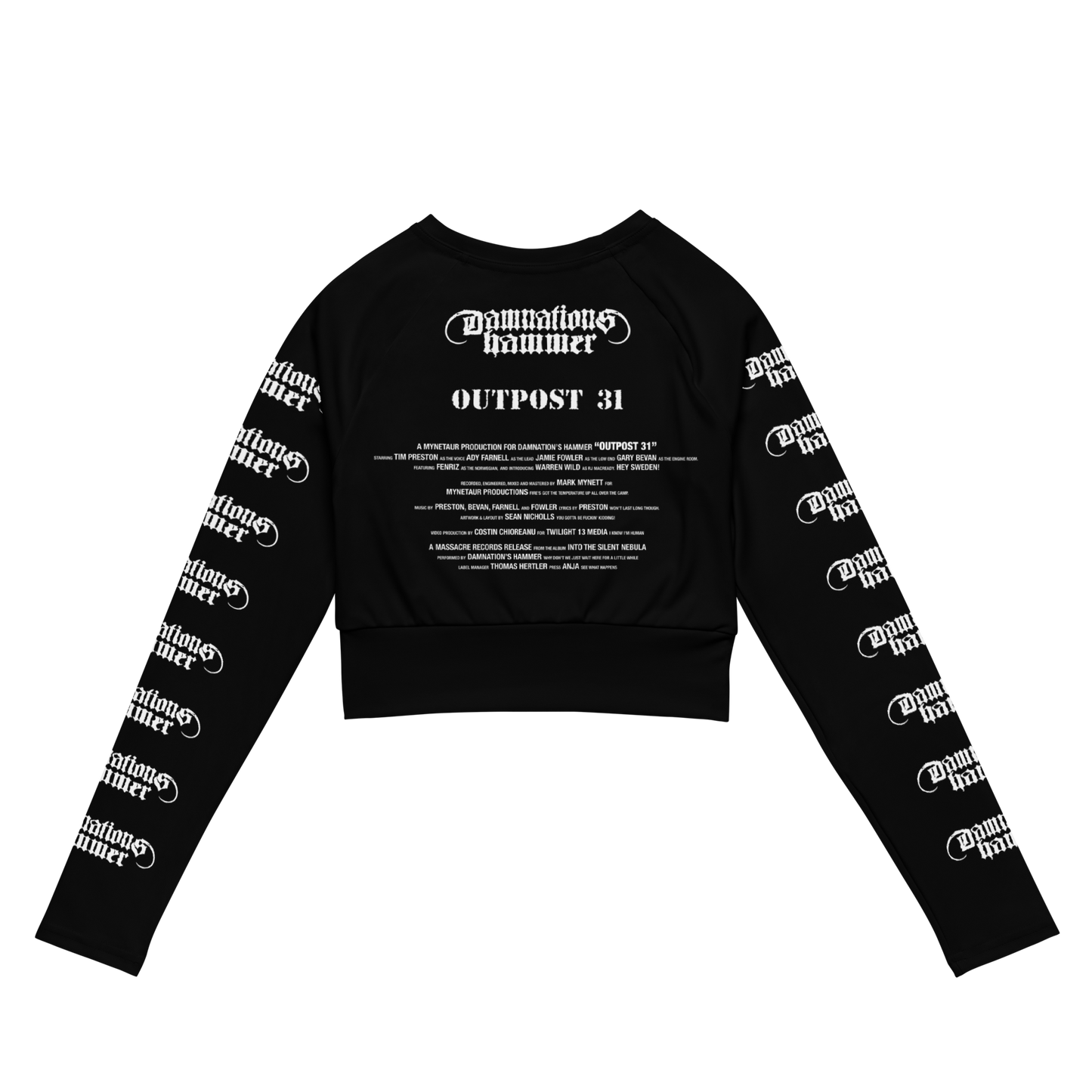 Damnation's Hammer Outpost 31 official long sleeve crop top by Metal Mistress