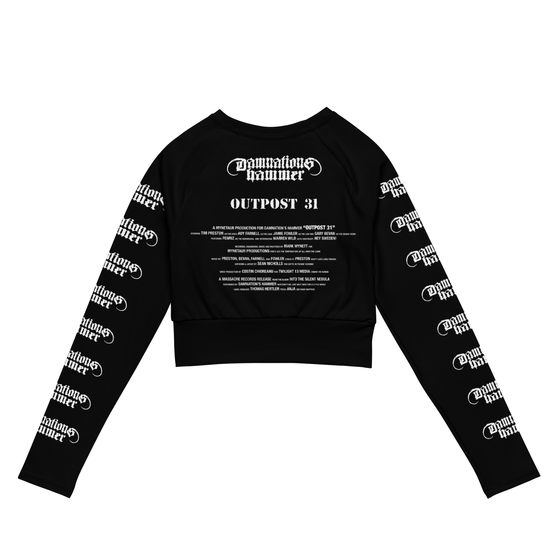 Damnation's Hammer Outpost 31 official long sleeve crop top by Metal Mistress