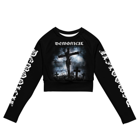 Demonical Death Infernal Official Long Sleeve Crop Top by Metal Mistress