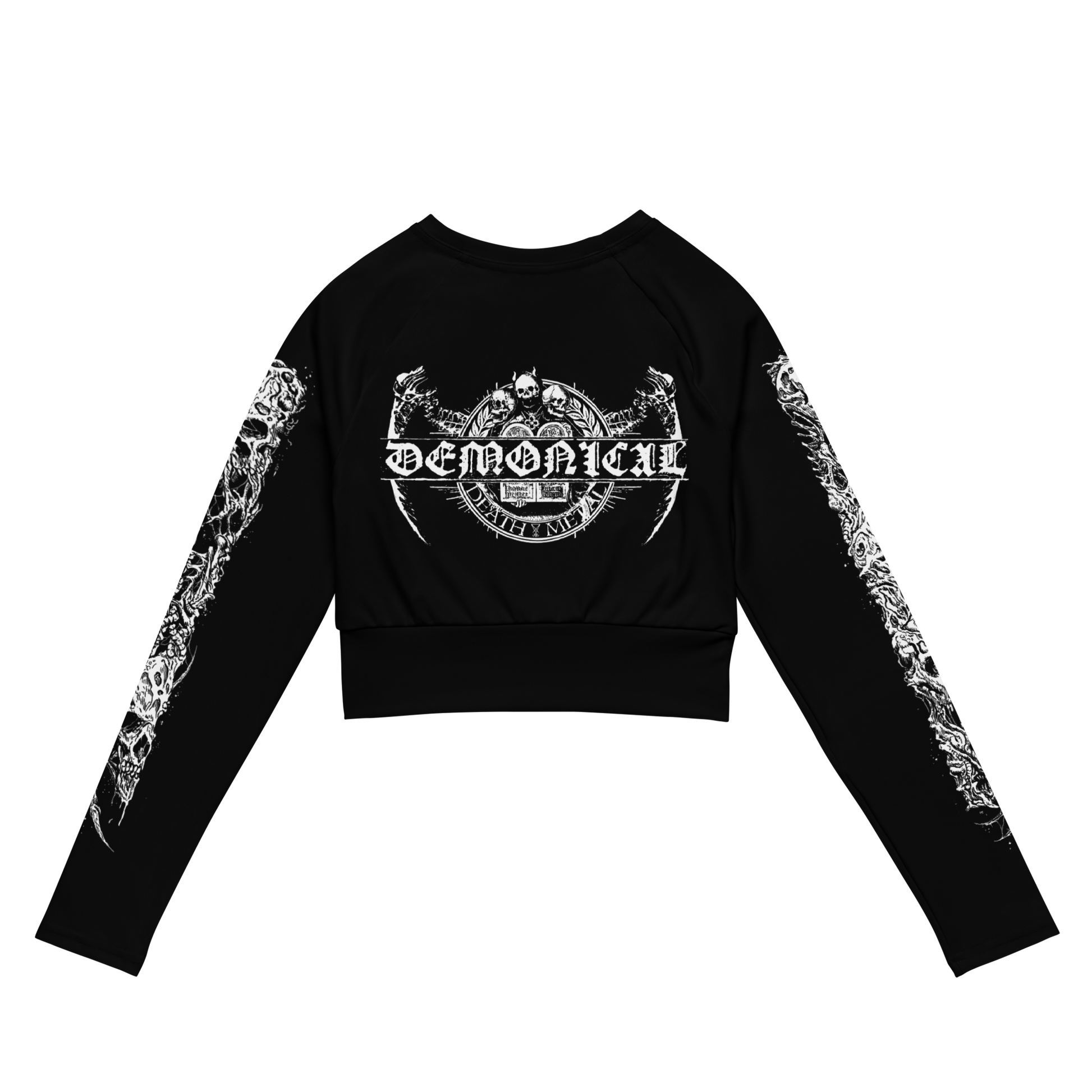 Demonical World Domination Long Sleeve Crop Top by Metal Mistress