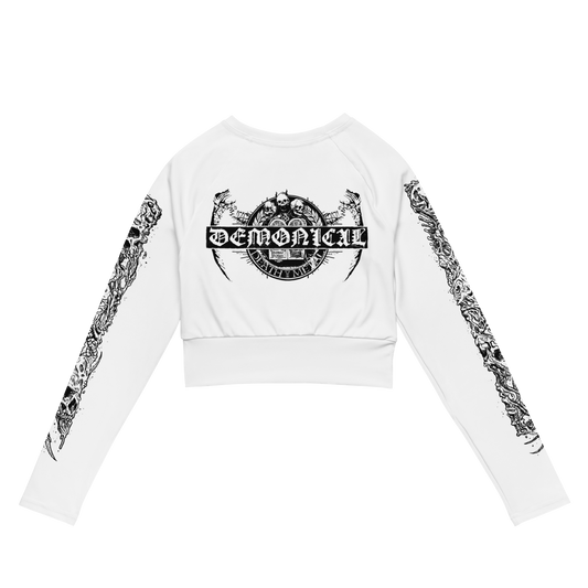 Demonical World Domination Long Sleeve Crop Top by Metal Mistress