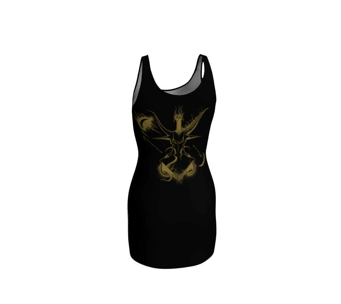 EQUITANT ART Gold Baphomet Bodycon Dress