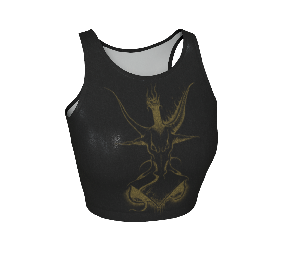 Equitant Art Gold Baphomet Crop Top with Glitter Fabric