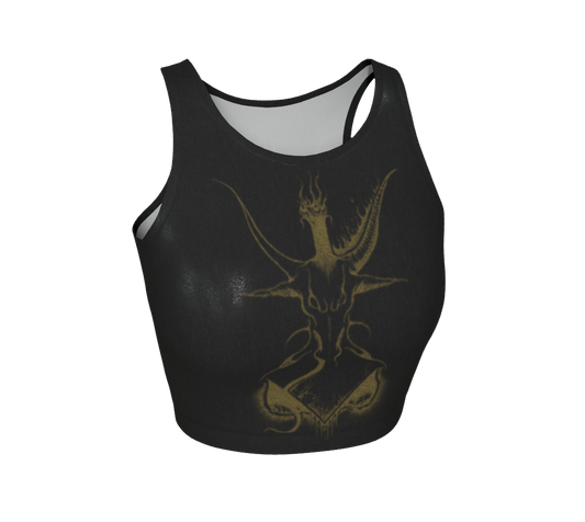 Equitant Art Gold Baphomet Crop Top with Glitter Fabric