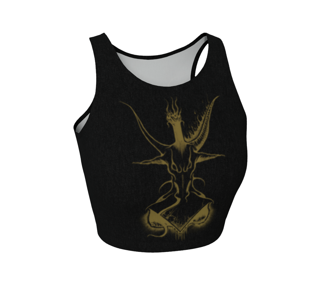 Equitant Art Gold Baphomet Crop Top by Metal Mistress