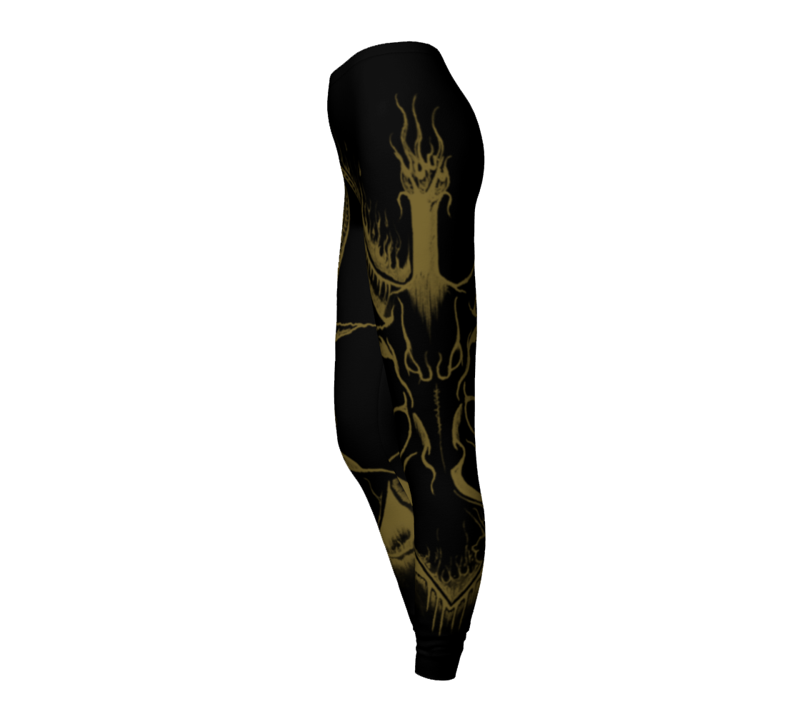 Equitant Art Gold Baphomet Leggings by Metal Mistress