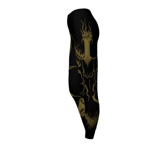 Equitant Art Gold Baphomet Leggings by Metal Mistress