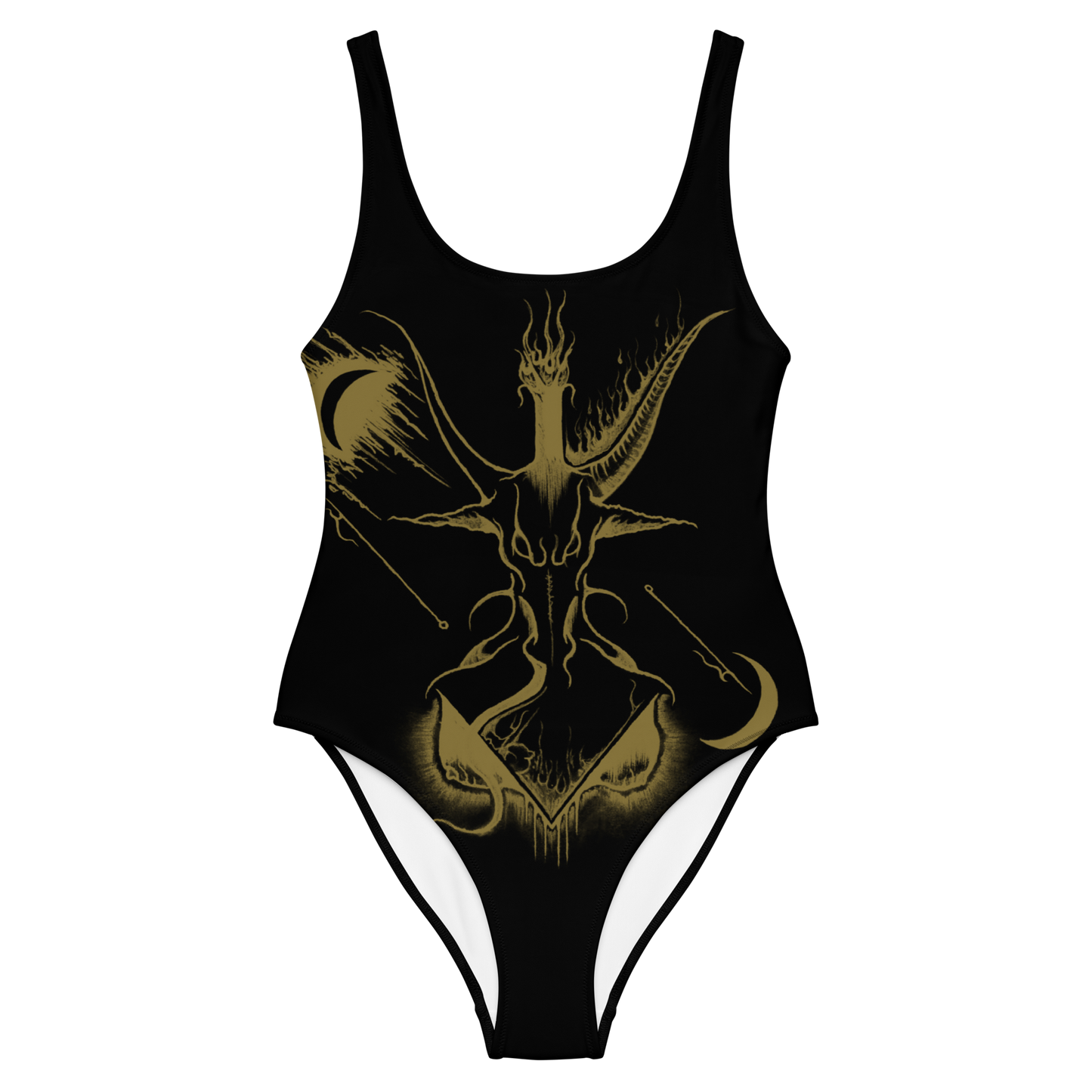 Equitant Art Golden Baphomet swimsuit by Metal Mistress