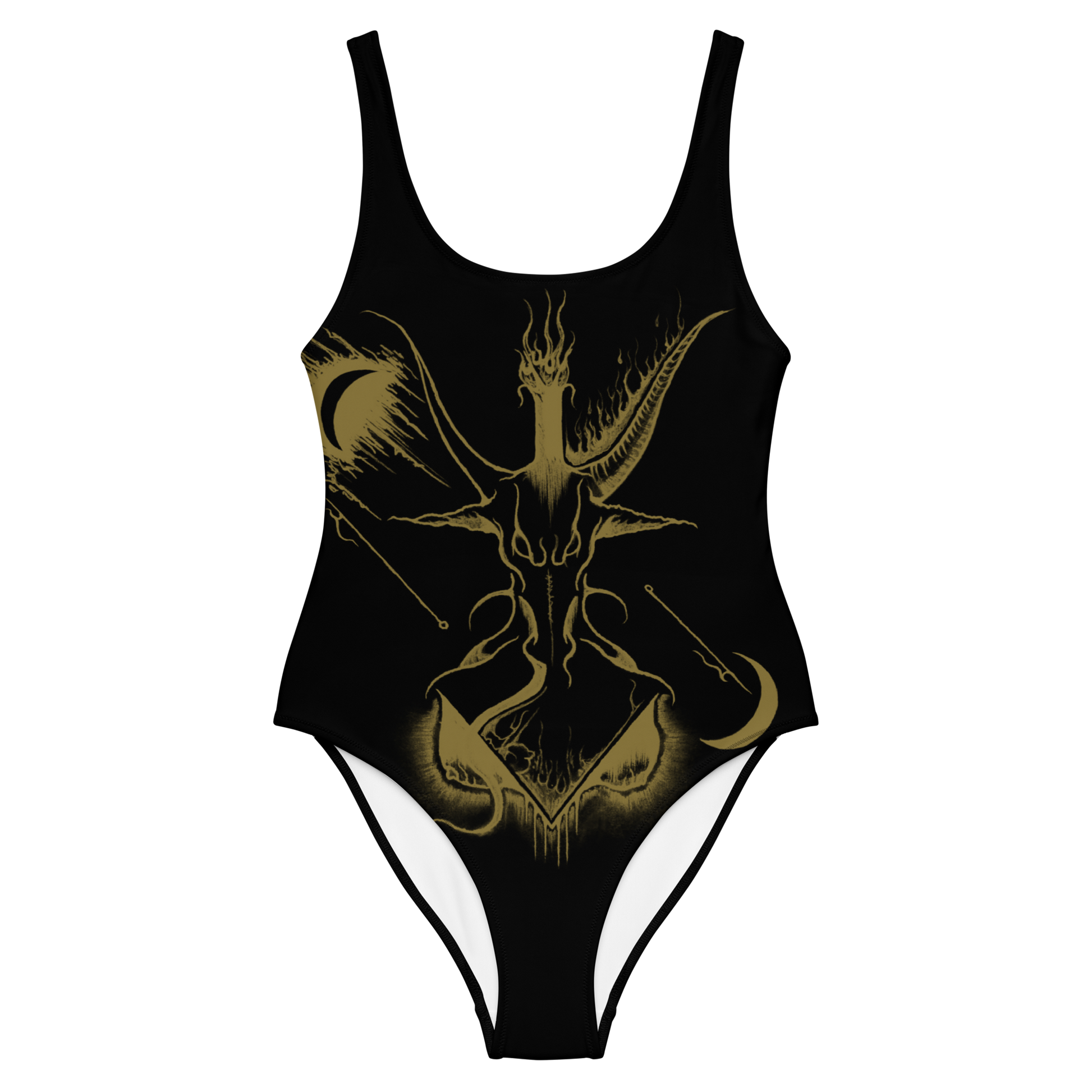 Equitant Art Golden Baphomet swimsuit by Metal Mistress