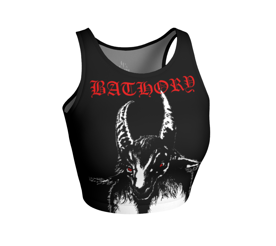 Bathory Goat Head fitted crop top by Metal Mistress