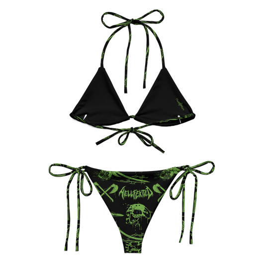 HELLFEKTED Green Pattern Bikini Swimsuit