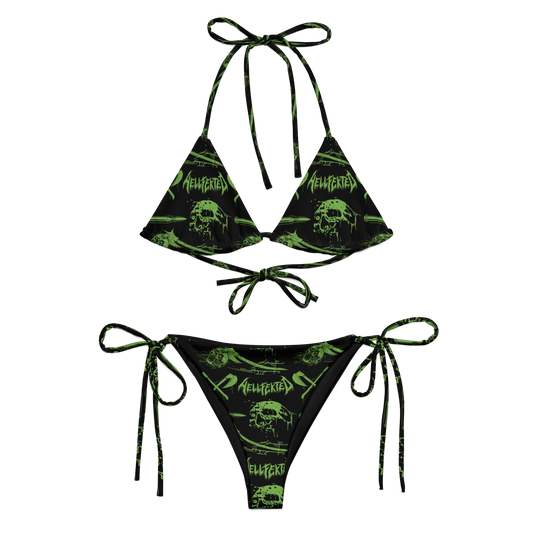 Hellfekted Green Pattern official licensed bikini swimsuit by Metal Mistress