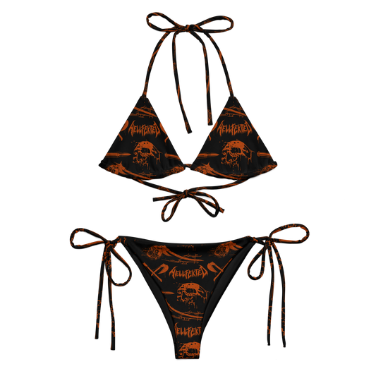 Hellfekted orange pattern official licensed bikini swimsuit by Metal Mistress