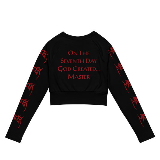 Master On The Seventh Day God Created...Master Official Long Sleeve Crop Top by Metal Mistress